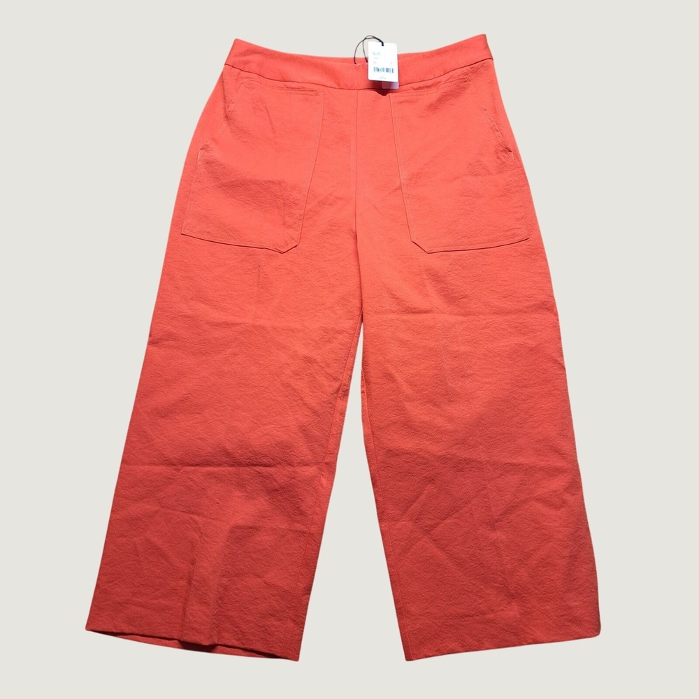 A Loves A Wide Leg Crop Pants Women 10 Coral New High Rise Patch Pocket Side Zip